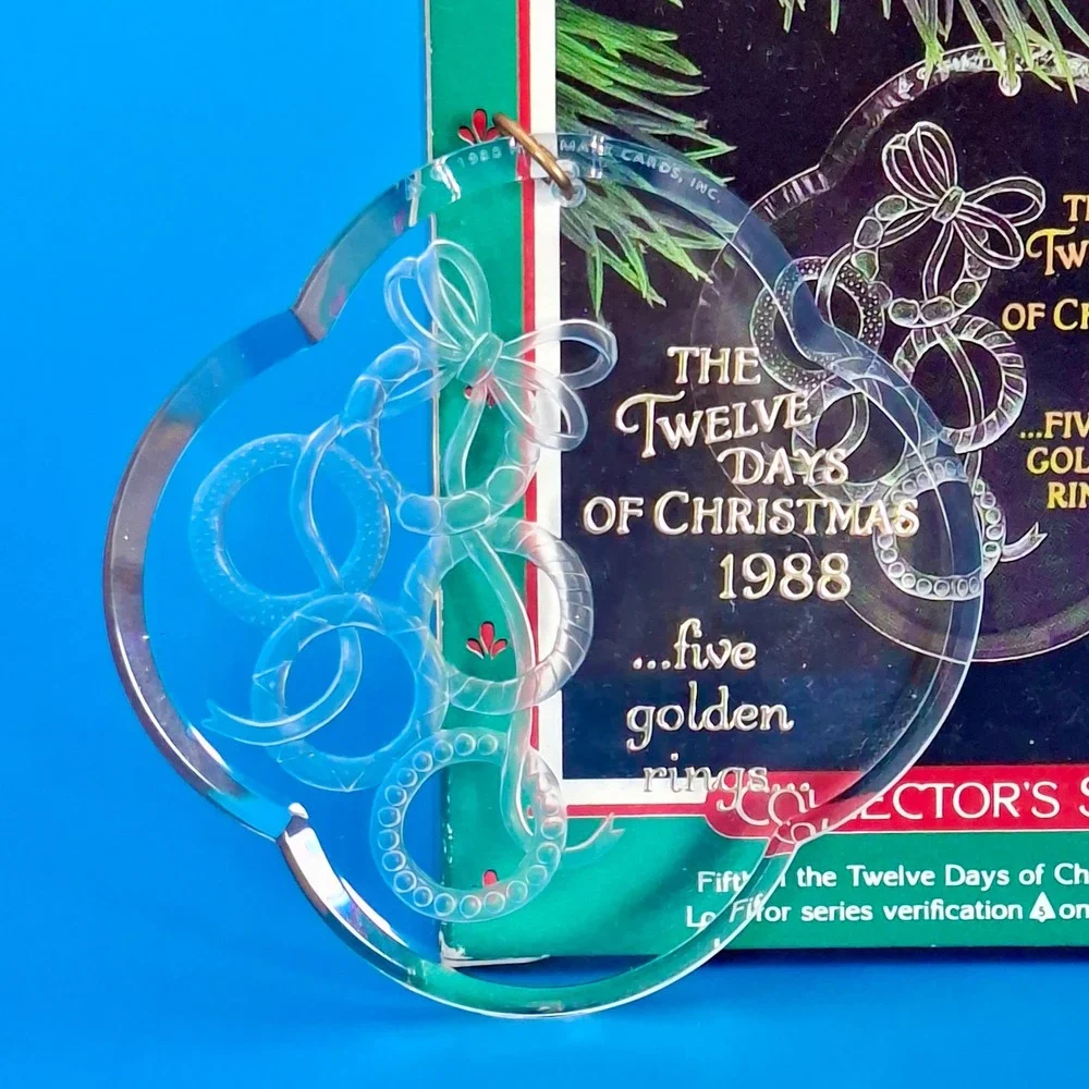 1988 Hallmark Five Golden Rings Ornament 12 Days of Christmas Acrylic Vintage